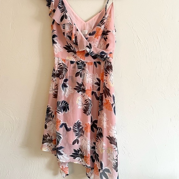 A NEW DAY Pink Tropical Floral Tank Asymmetrical Hem Summer Dress Women's Small - Picture 5 of 9